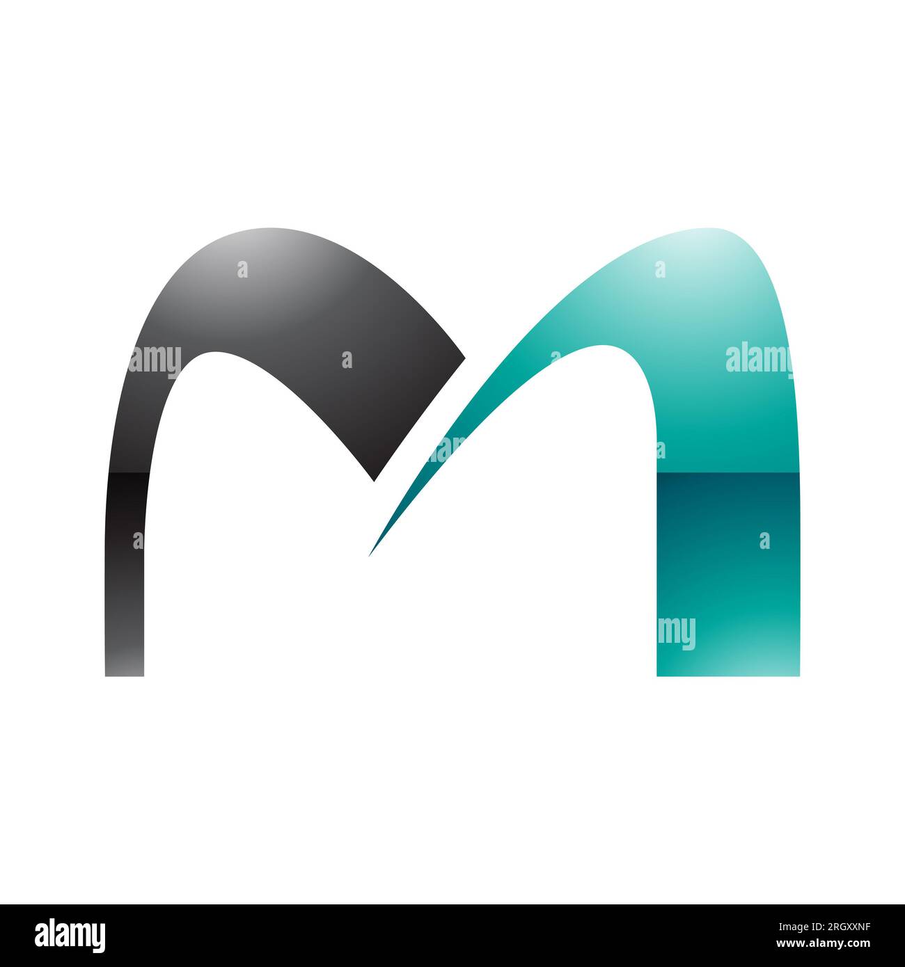 Persian Green and Black Glossy Arch Shaped Letter M Icon on a White ...