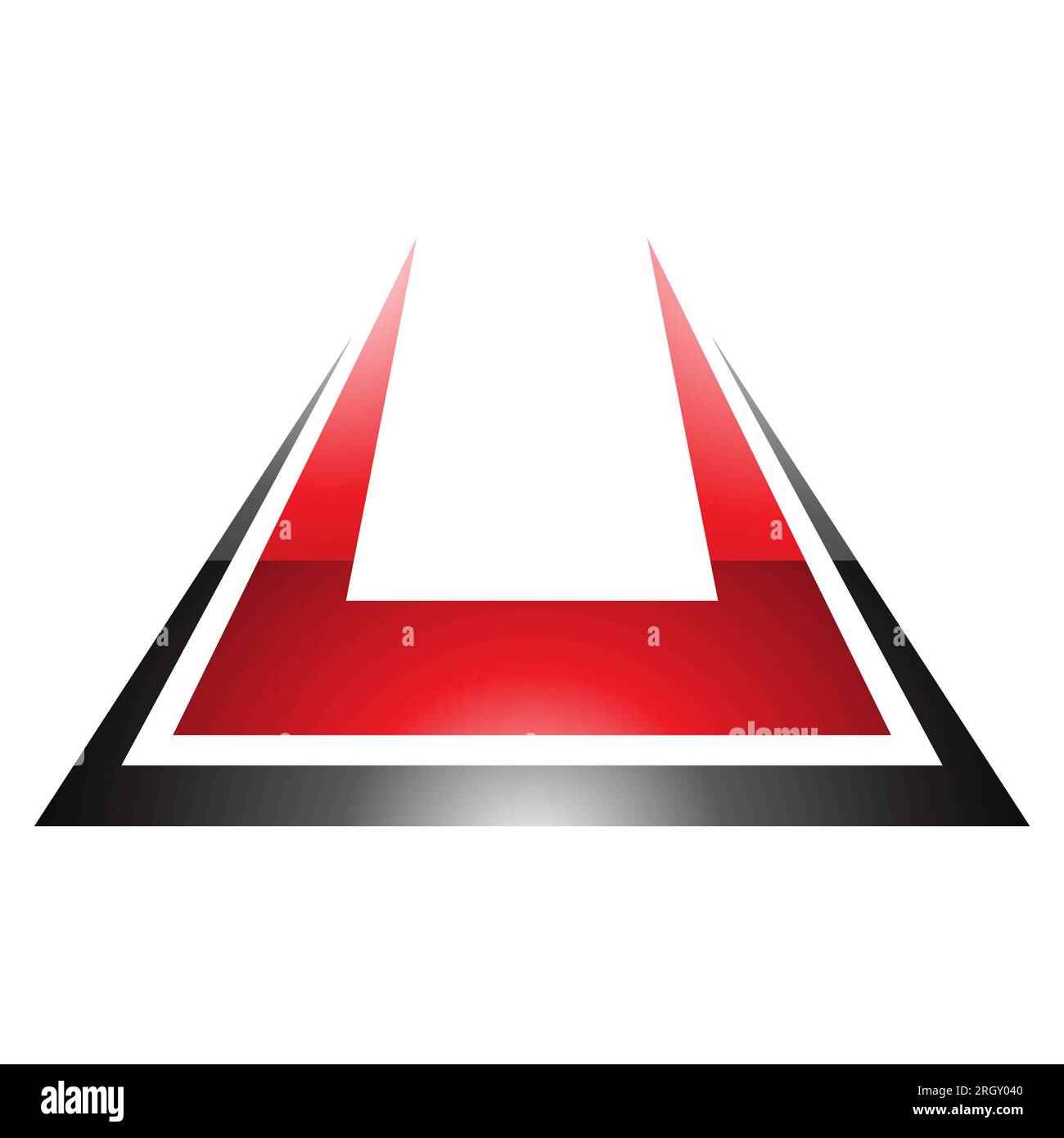 Red and Black Glossy Bold Spiky Shaped Letter U Icon on a White ...