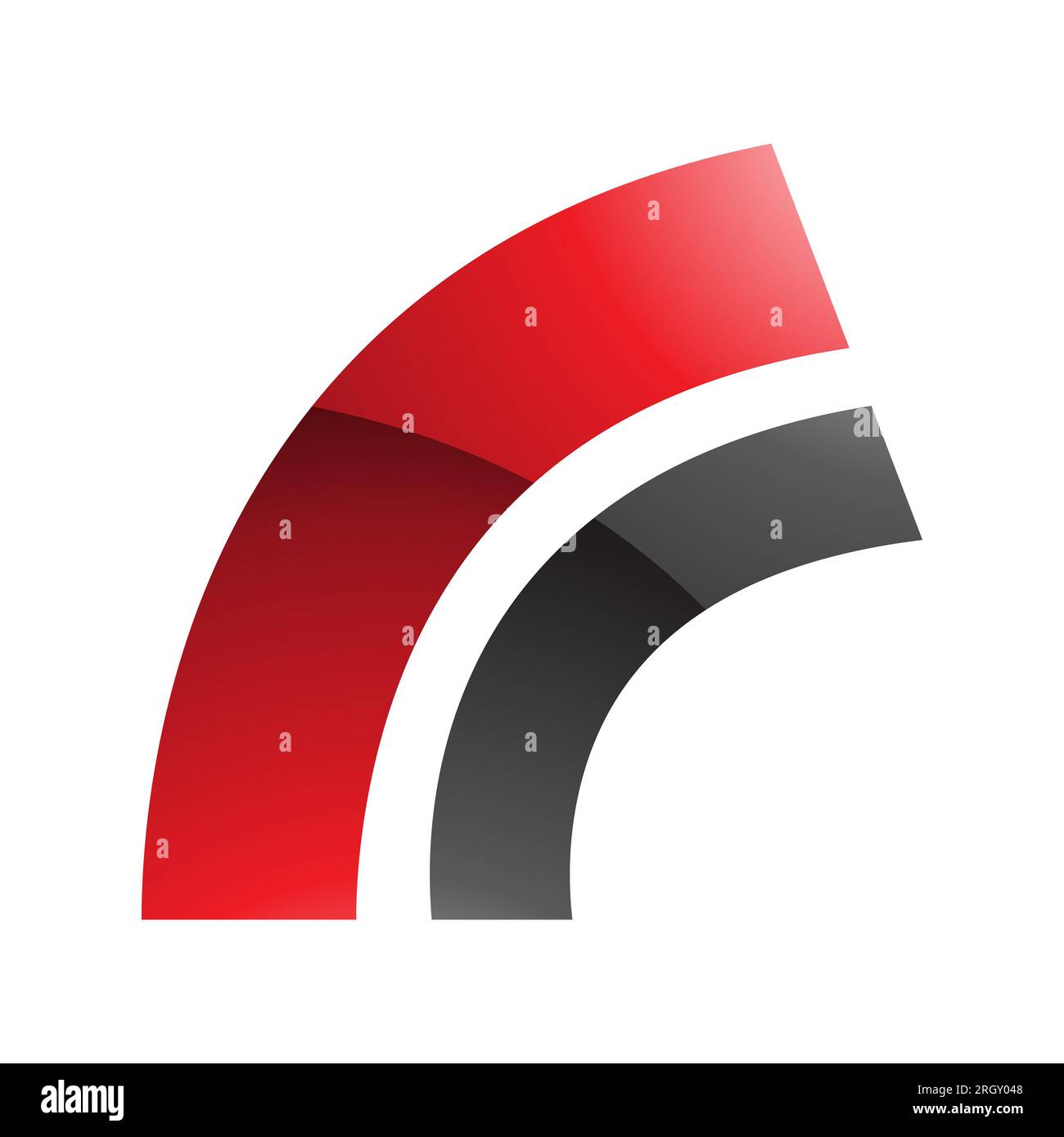 Red and Black Glossy Arc Shaped Letter R Icon on a White Background ...