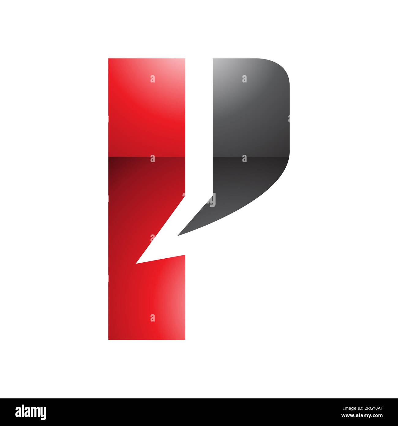 Red and Black Glossy Letter P Icon with a Bold Rectangle on a White ...
