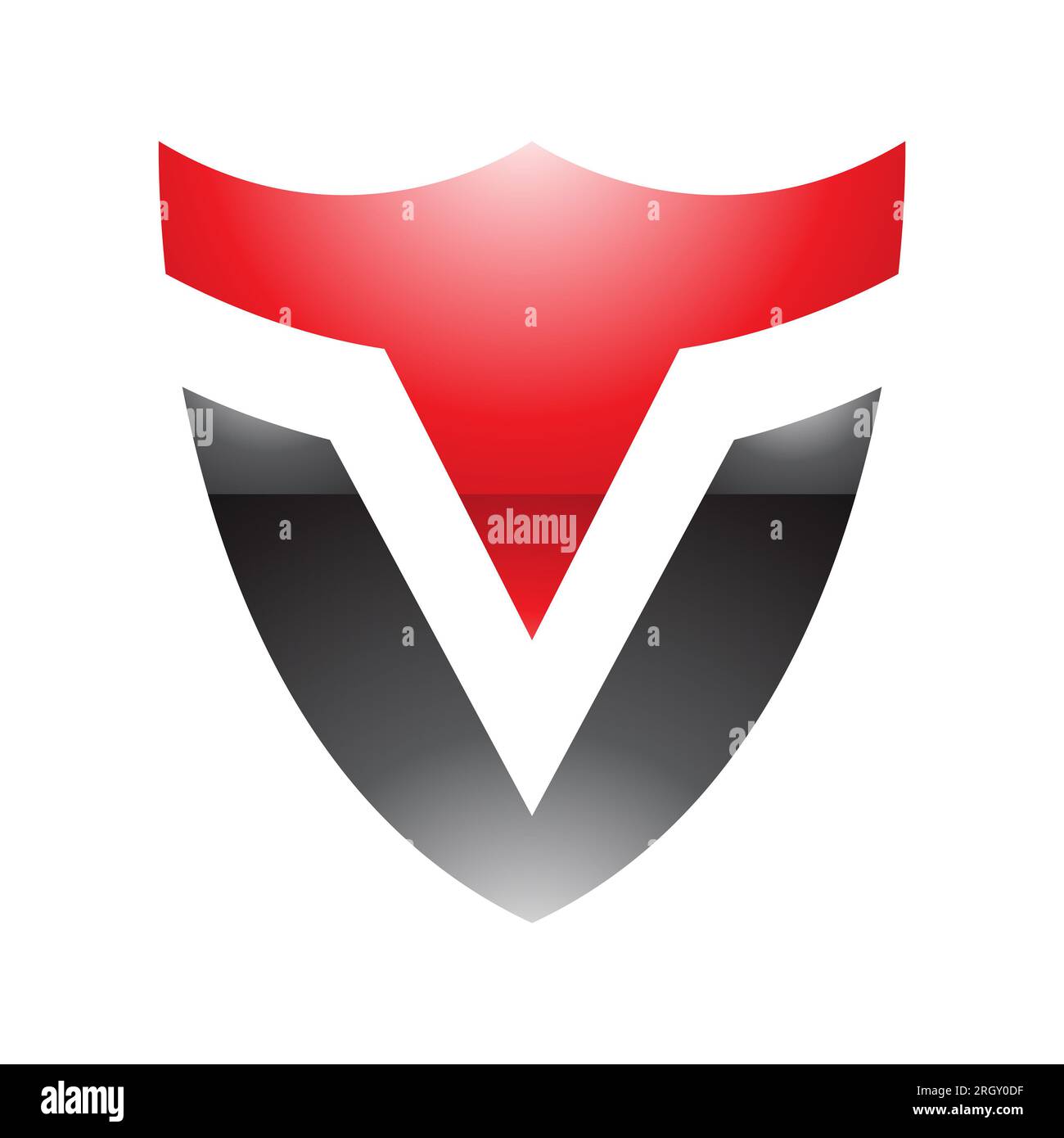 Red and Black Glossy Shield Shaped Letter V Icon on a White Background ...