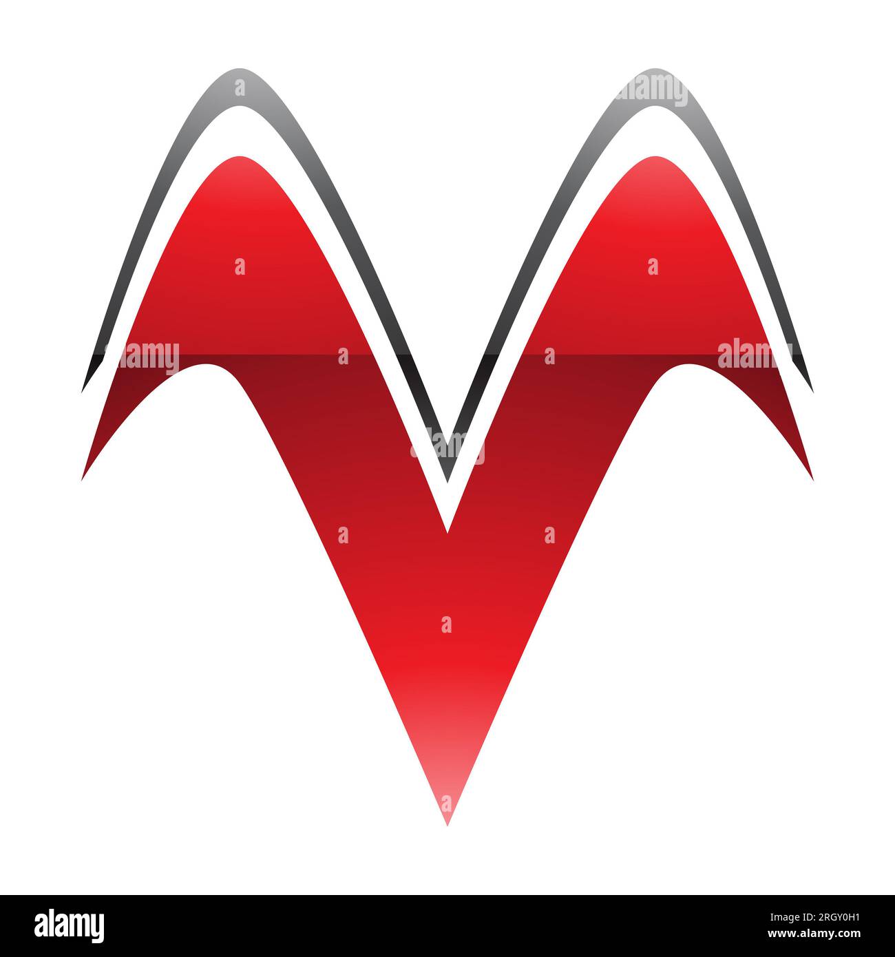 Red and Black Glossy Wing Shaped Letter V Icon on a White Background ...