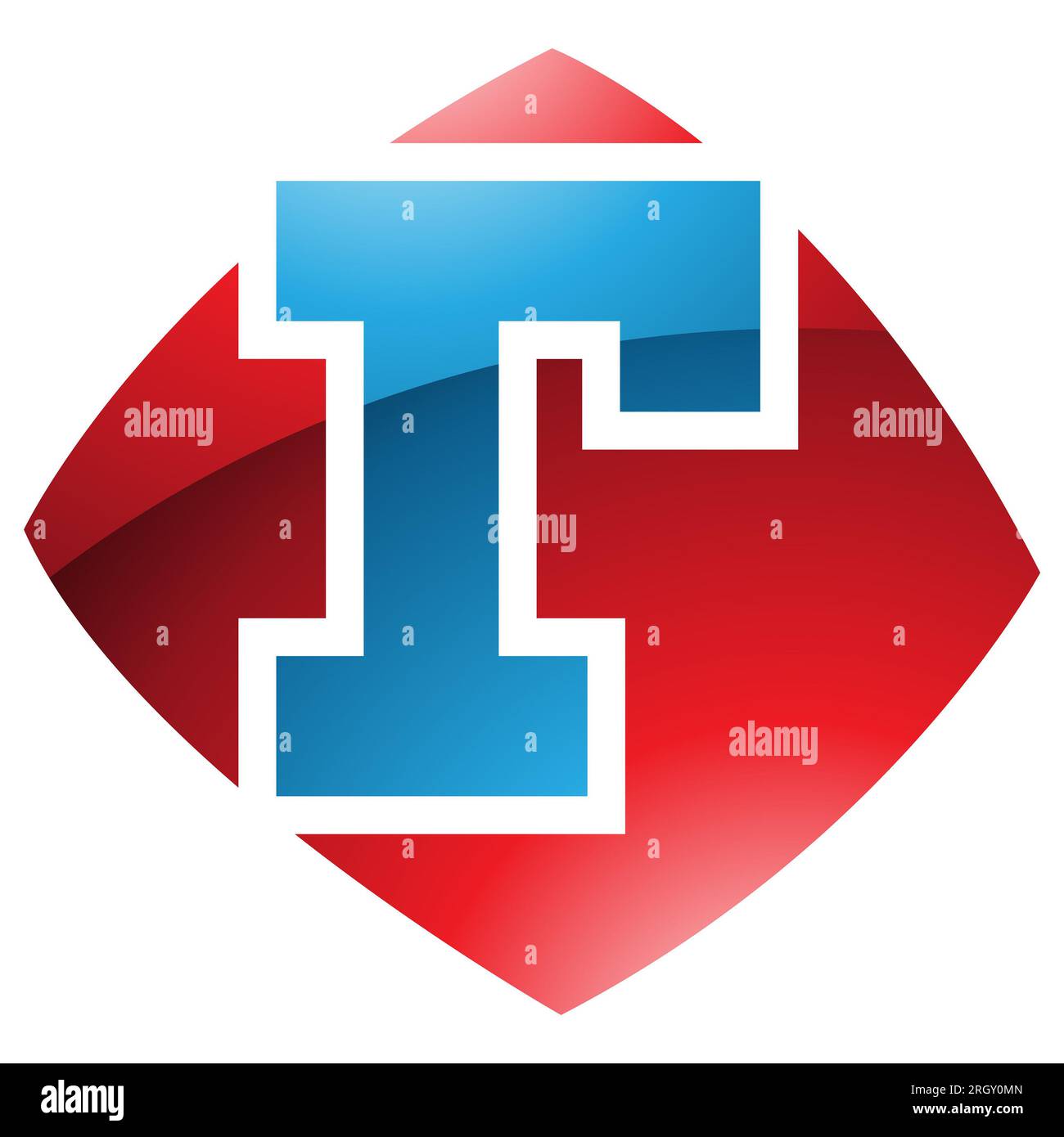 Red and Blue Glossy Bulged Square Shaped Letter R Icon on a White ...