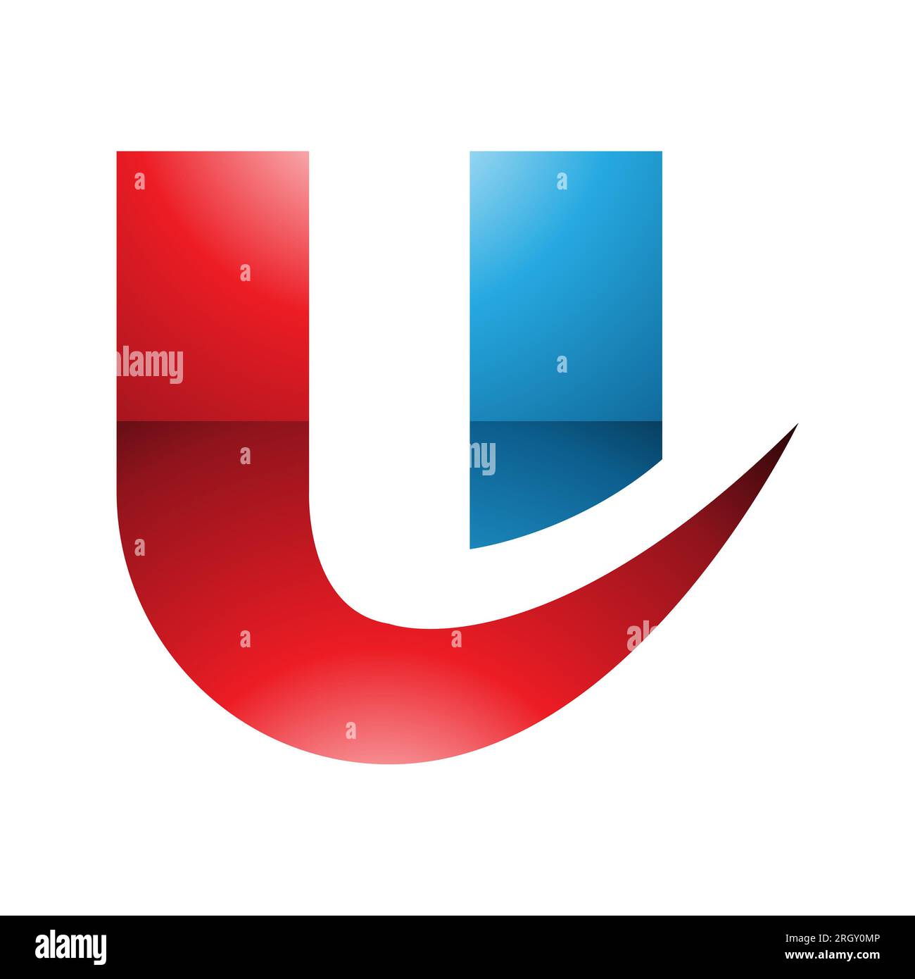 Red and Blue Glossy Bold Curvy Shaped Letter U Icon on a White ...