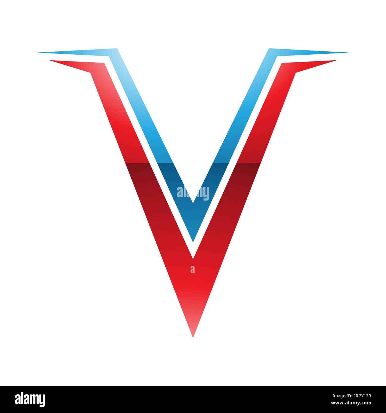 Red and Blue Glossy Spiky Shaped Letter V Icon on a White Background ...