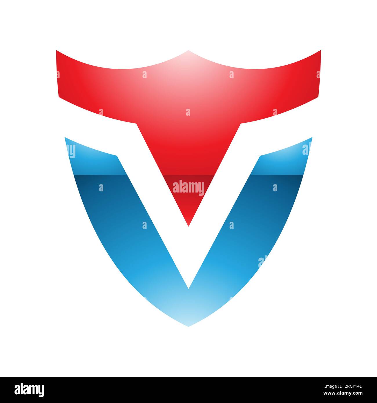 Red and Blue Glossy Shield Shaped Letter V Icon on a White Background ...