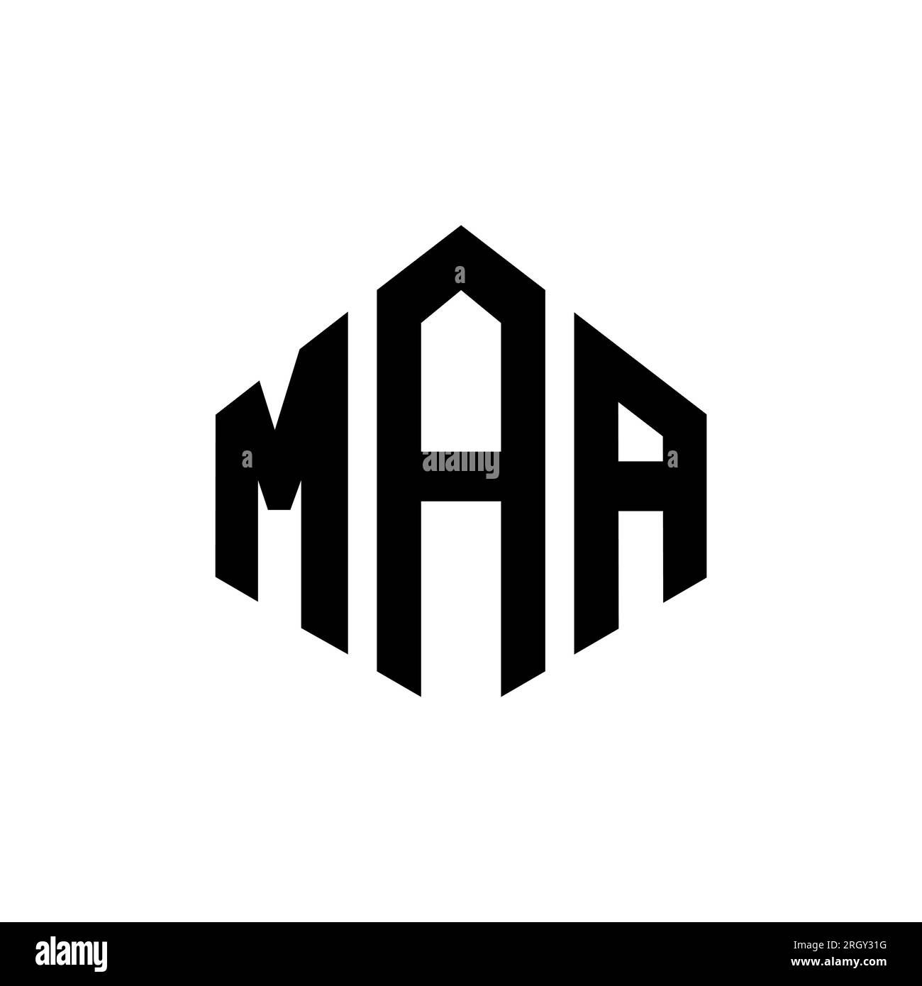 MAA letter logo design with polygon shape. MAA polygon and cube shape logo design. MAA hexagon vector logo template white and black colors. MAA monogr Stock Vector