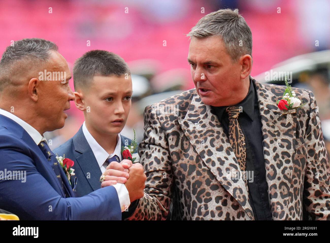 London, UK. 12th Aug, 2023. Derek Beaumont, owner of Leigh Leopards ...