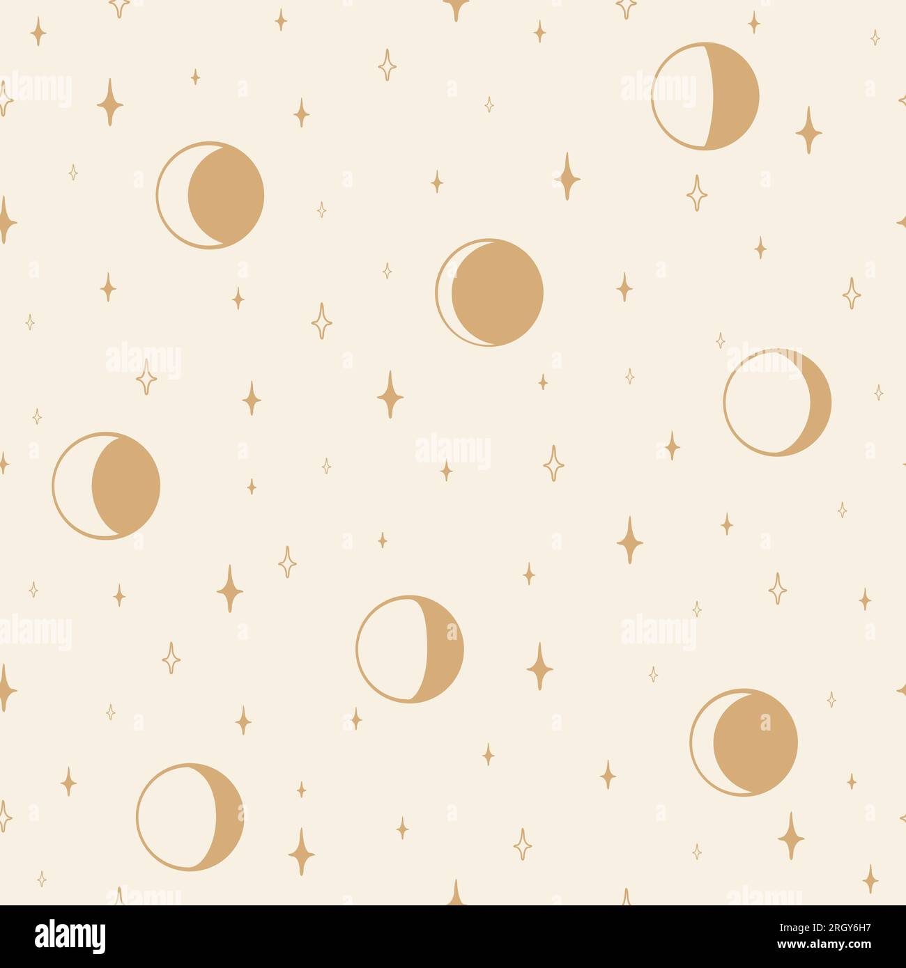 Aesthetic illustration seamless pattern with celestial moon phases ...