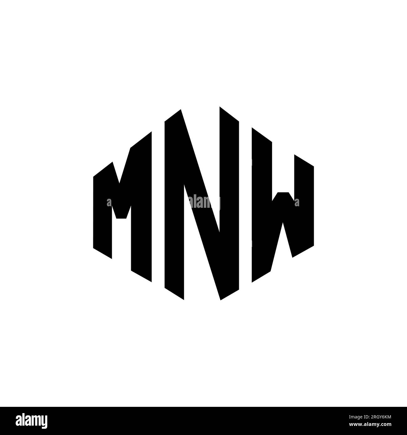 MNW letter logo design with polygon shape. MNW polygon and cube shape logo design. MNW hexagon vector logo template white and black colors. MNW monogr Stock Vector