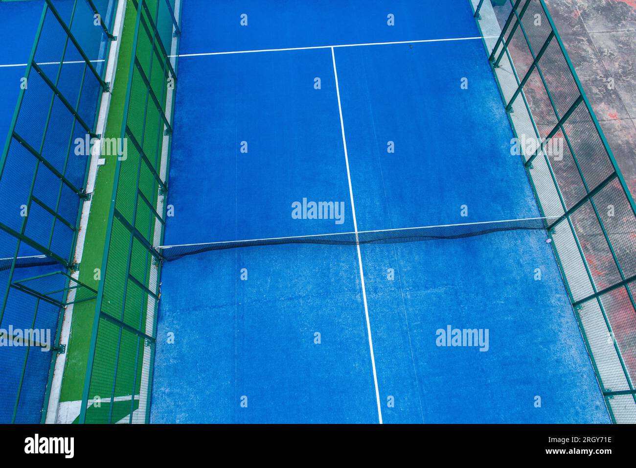 aerial view of the blue paddle tennis court Stock Photo Alamy