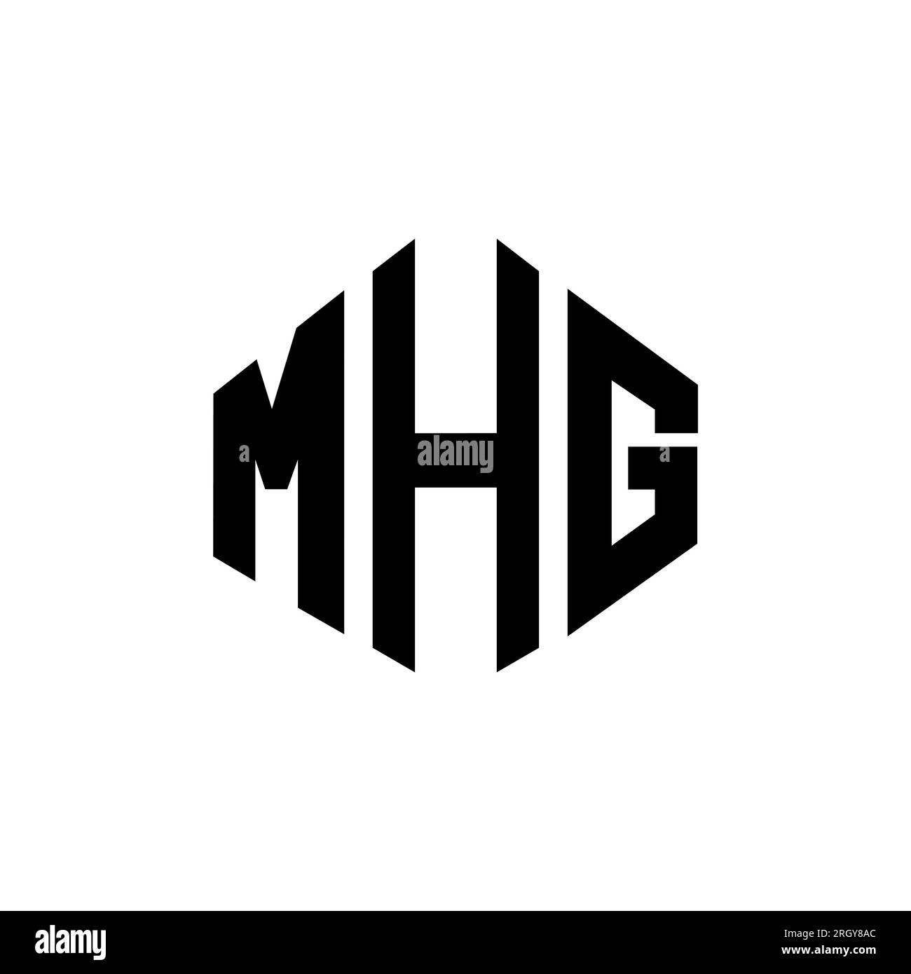 MHG letter logo design with polygon shape. MHG polygon and cube shape logo design. MHG hexagon vector logo template white and black colors. MHG monogr Stock Vector