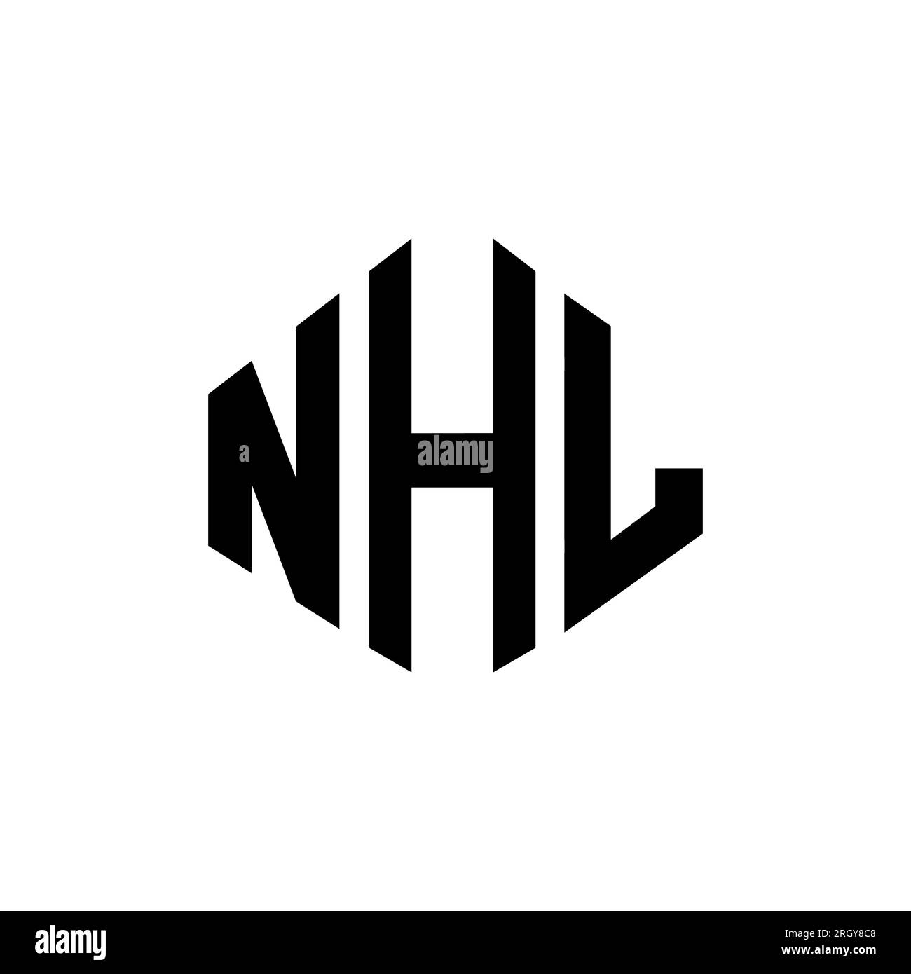 NHL letter logo design with polygon shape. NHL polygon and cube shape logo design. NHL hexagon vector logo template white and black colors. NHL monogr Stock Vector