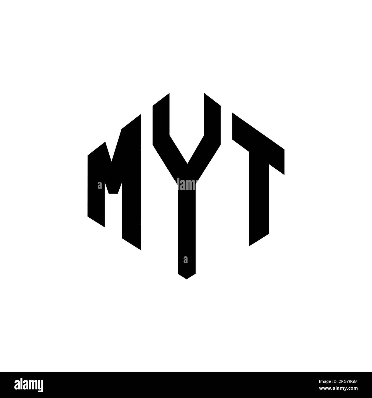MYT letter logo design with polygon shape. MYT polygon and cube shape logo design. MYT hexagon vector logo template white and black colors. MYT monogr Stock Vector