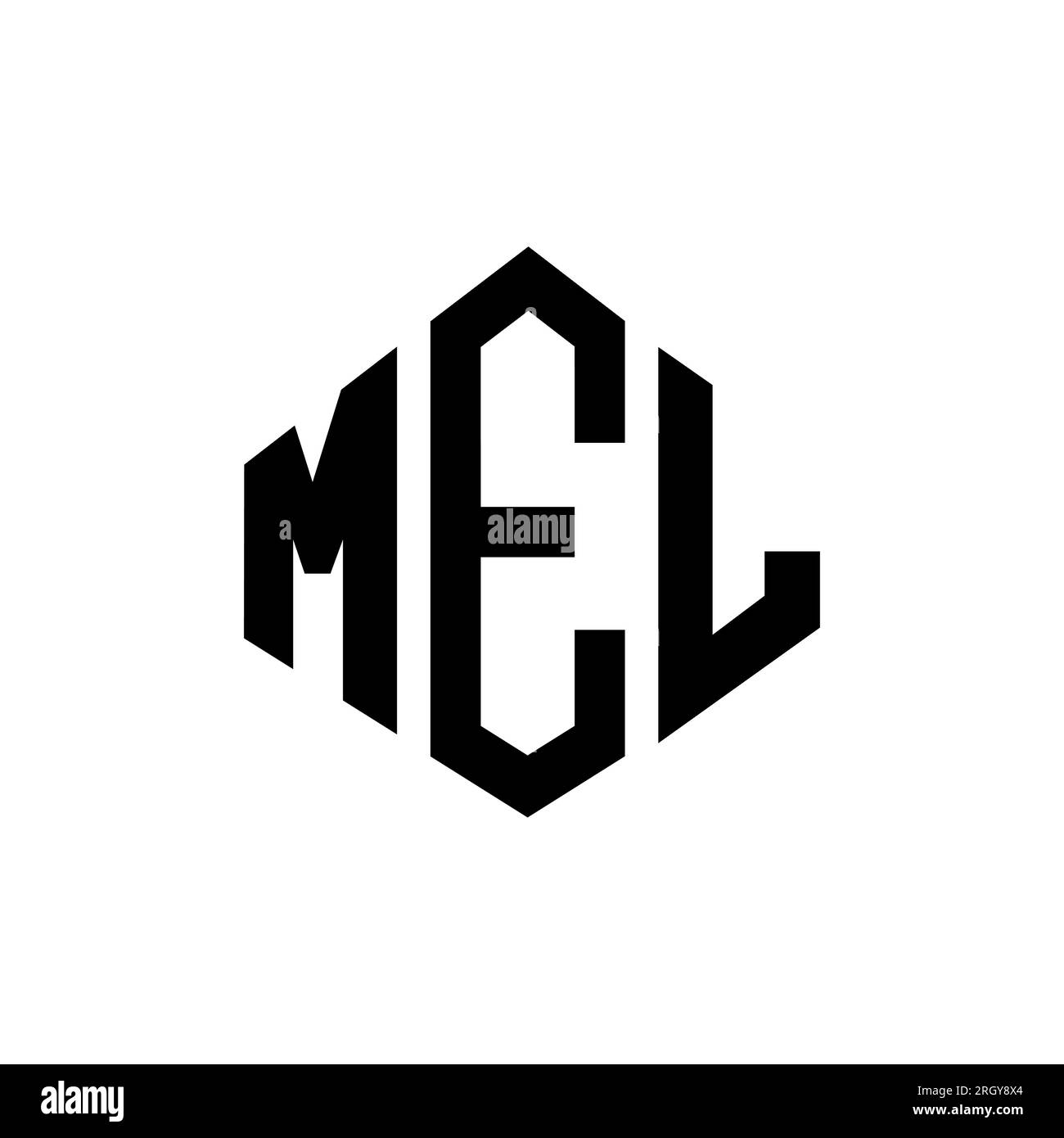 MEL letter logo design with polygon shape. MEL polygon and cube shape logo design. MEL hexagon vector logo template white and black colors. MEL monogr Stock Vector