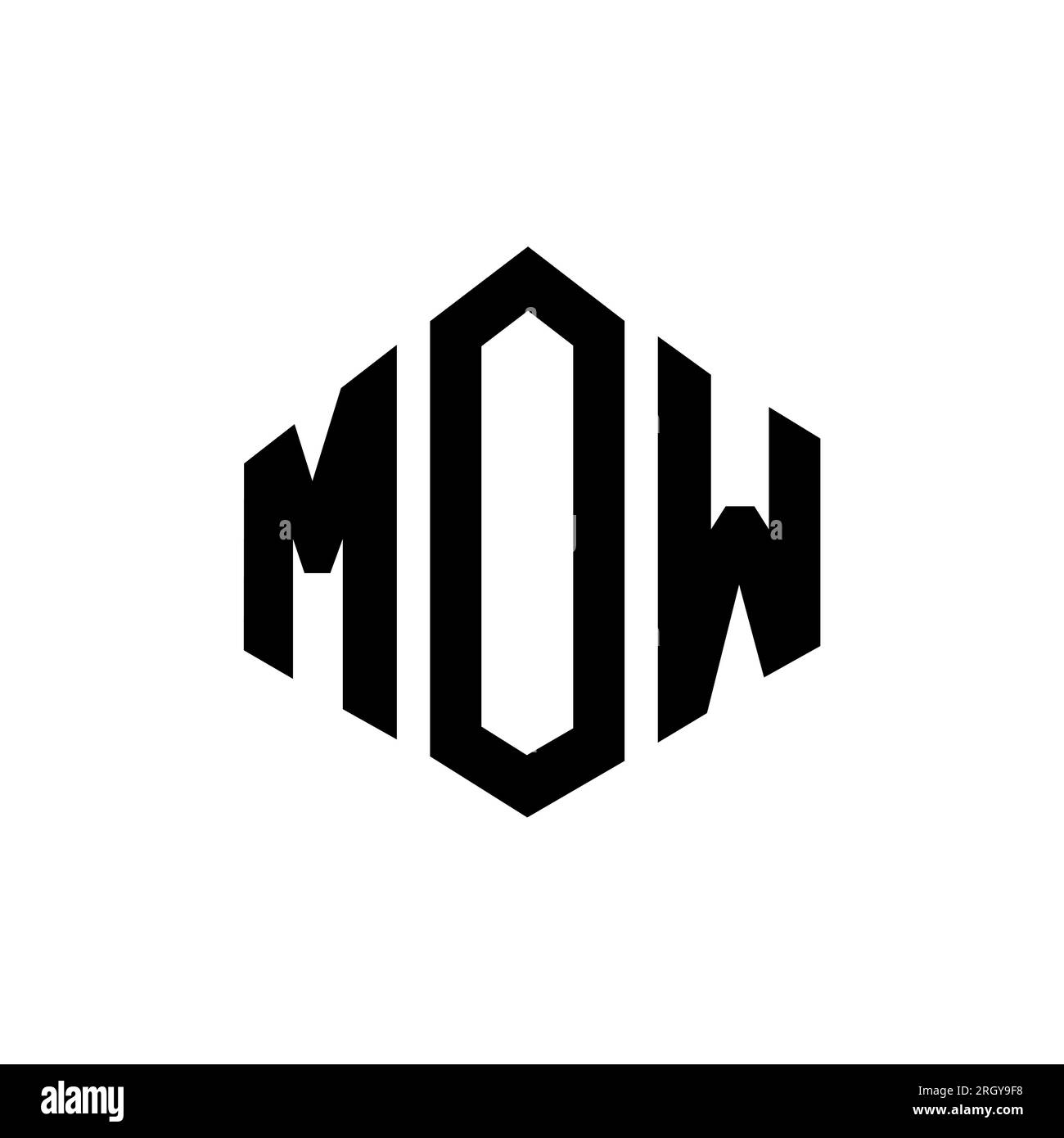 MOW letter logo design with polygon shape. MOW polygon and cube shape logo design. MOW hexagon vector logo template white and black colors. MOW monogr Stock Vector