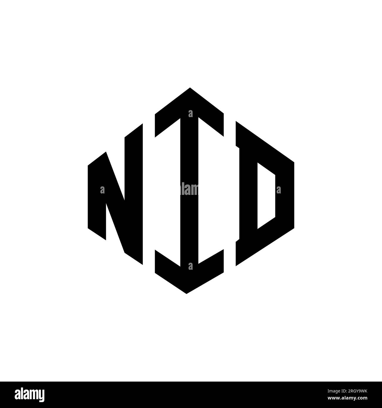 NID letter logo design with polygon shape. NID polygon and cube shape logo design. NID hexagon vector logo template white and black colors. NID monogr Stock Vector