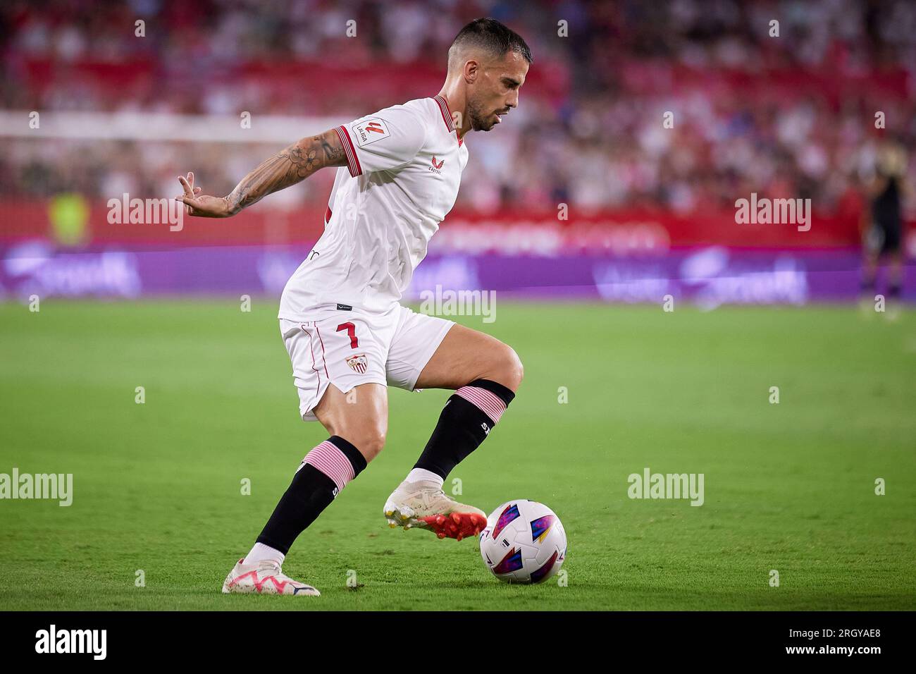 Seville, Spain. 11th Aug, 2023. Suso (7) of Sevilla FC seen during the LaLiga EA Sports match between Sevilla FC and Valencia at Estadio Ramon Sanchez Pizjuan in Seville. (Photo Credit: Gonzales Photo/Alamy Live News Stock Photo