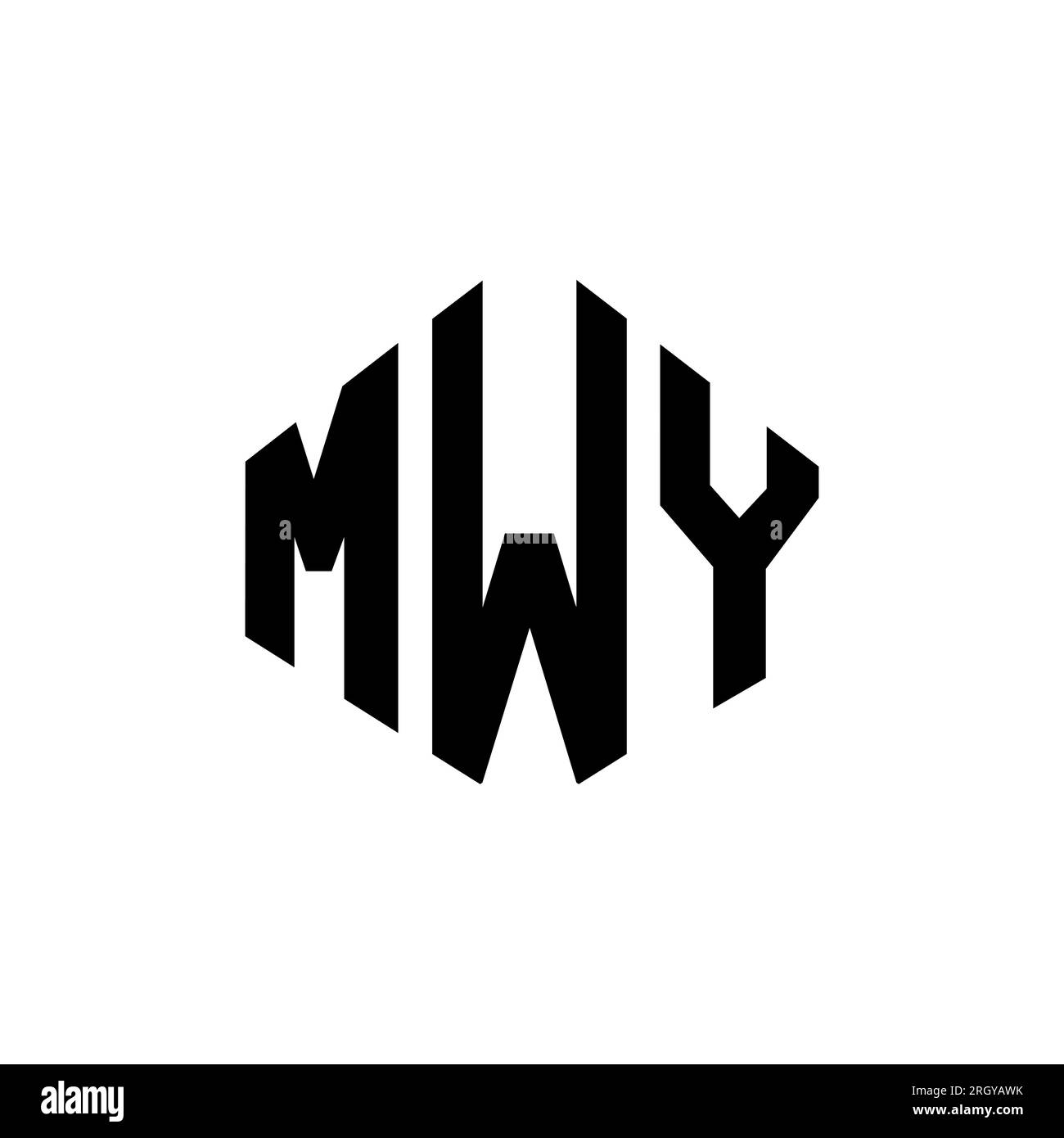 MWY letter logo design with polygon shape. MWY polygon and cube shape logo design. MWY hexagon vector logo template white and black colors. MWY monogr Stock Vector