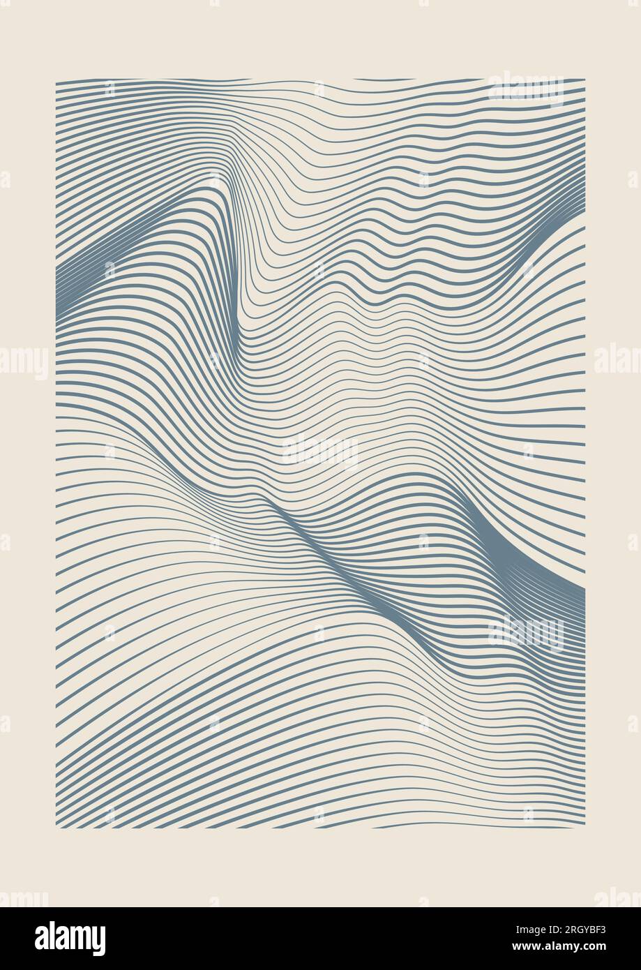 Aesthetic minimalist print with wavy lines in modern style Stock Vector ...
