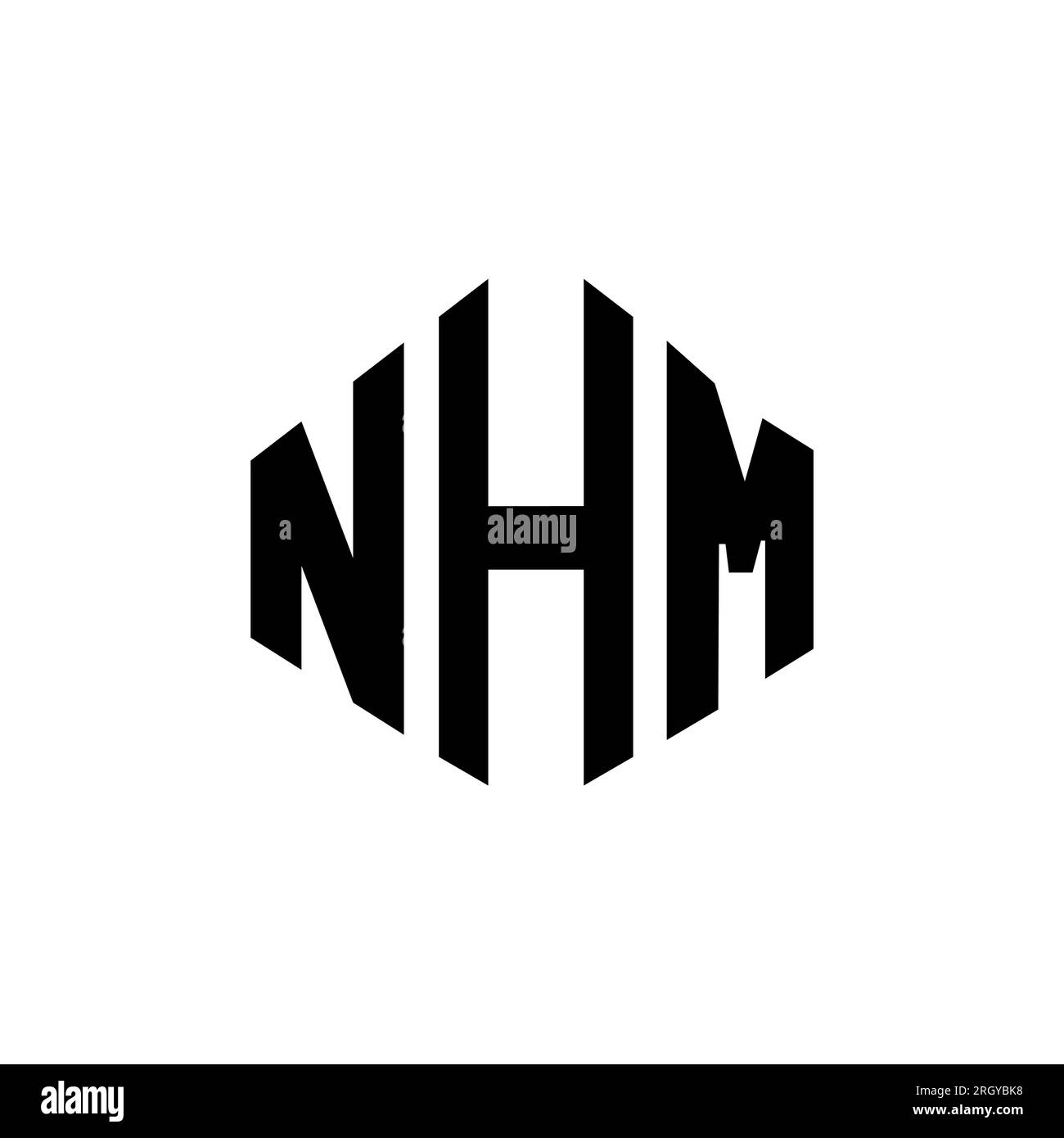 NHM letter logo design with polygon shape. NHM polygon and cube shape logo design. NHM hexagon vector logo template white and black colors. NHM monogr Stock Vector