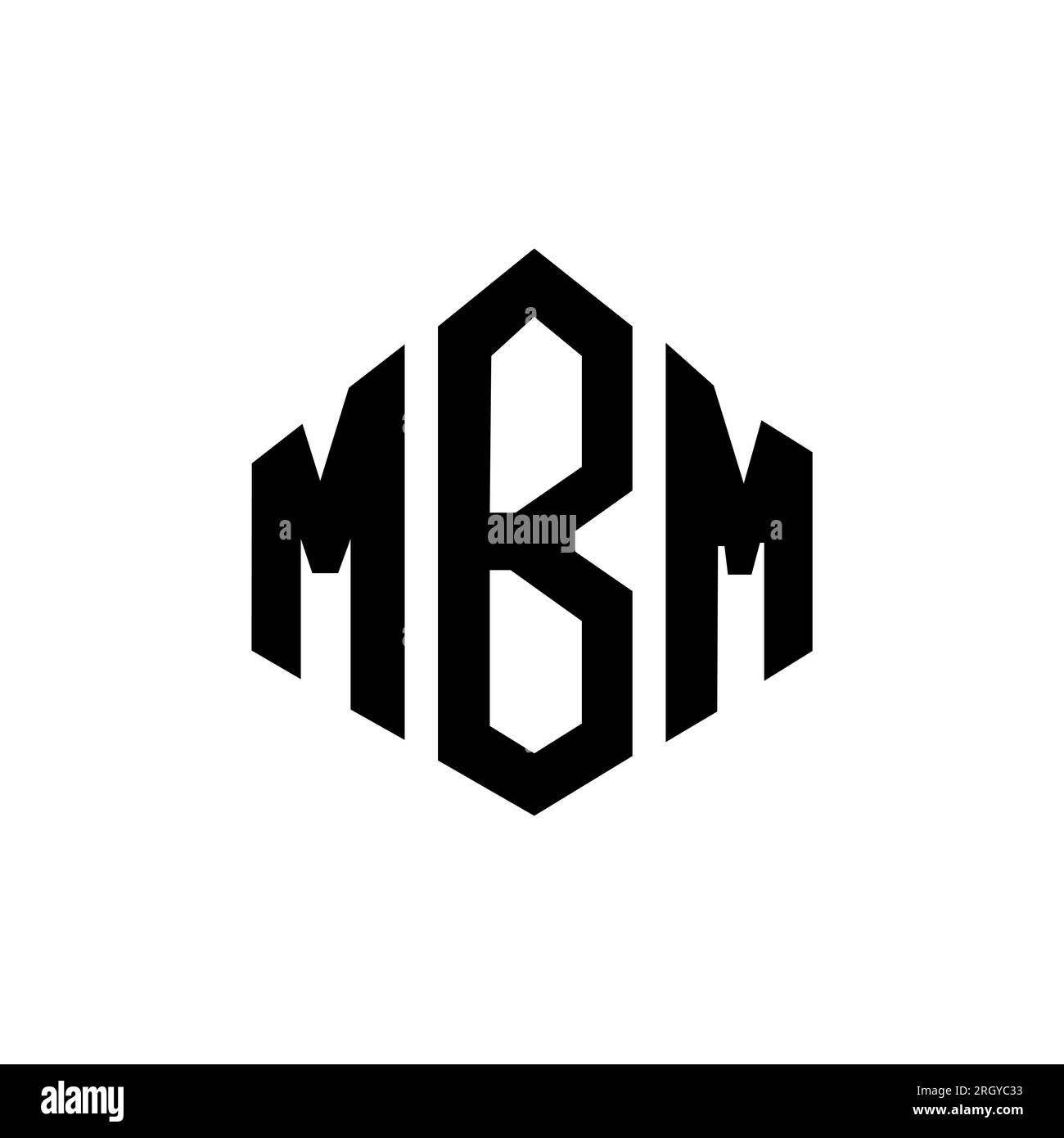 MBM letter logo design with polygon shape. MBM polygon and cube shape logo design. MBM hexagon vector logo template white and black colors. MBM monogr Stock Vector