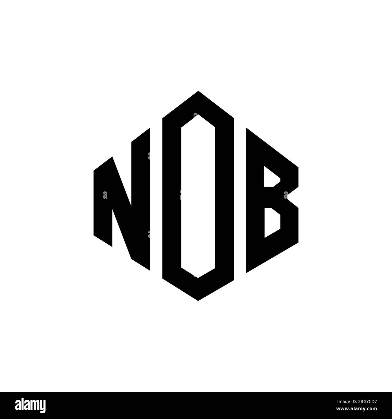 NOB letter logo design with polygon shape. NOB polygon and cube shape