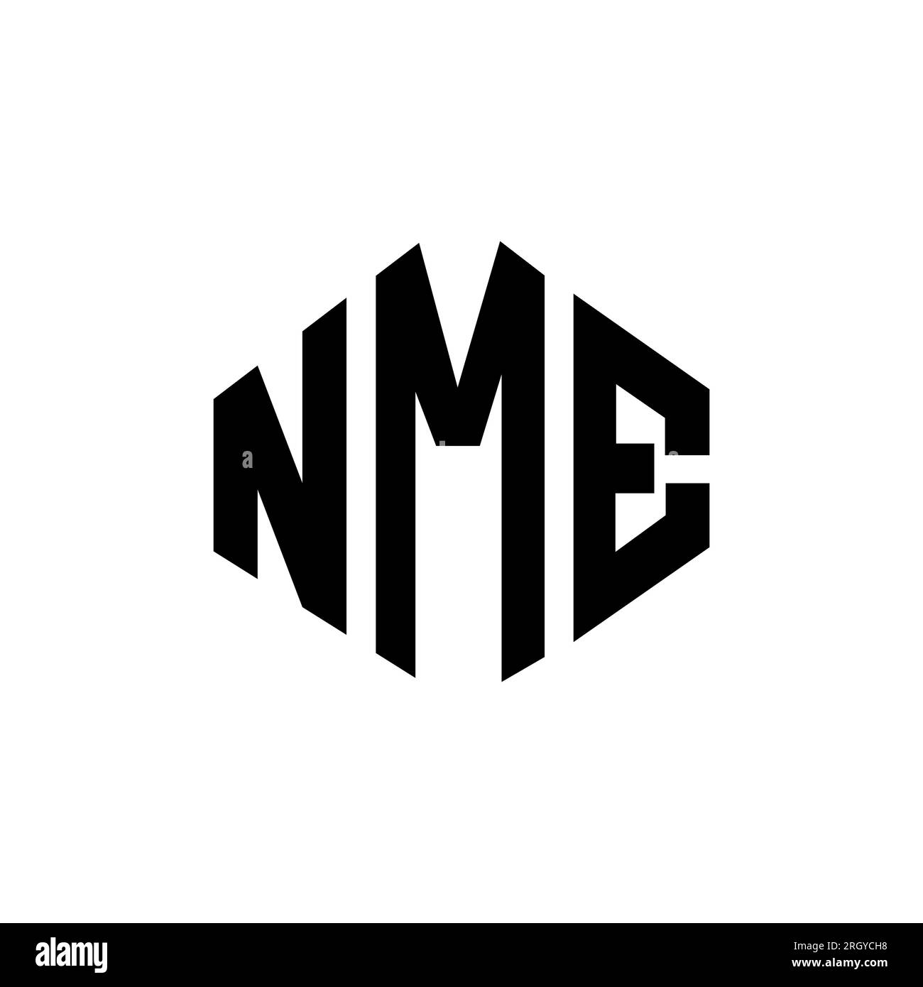 NME letter logo design with polygon shape. NME polygon and cube shape ...