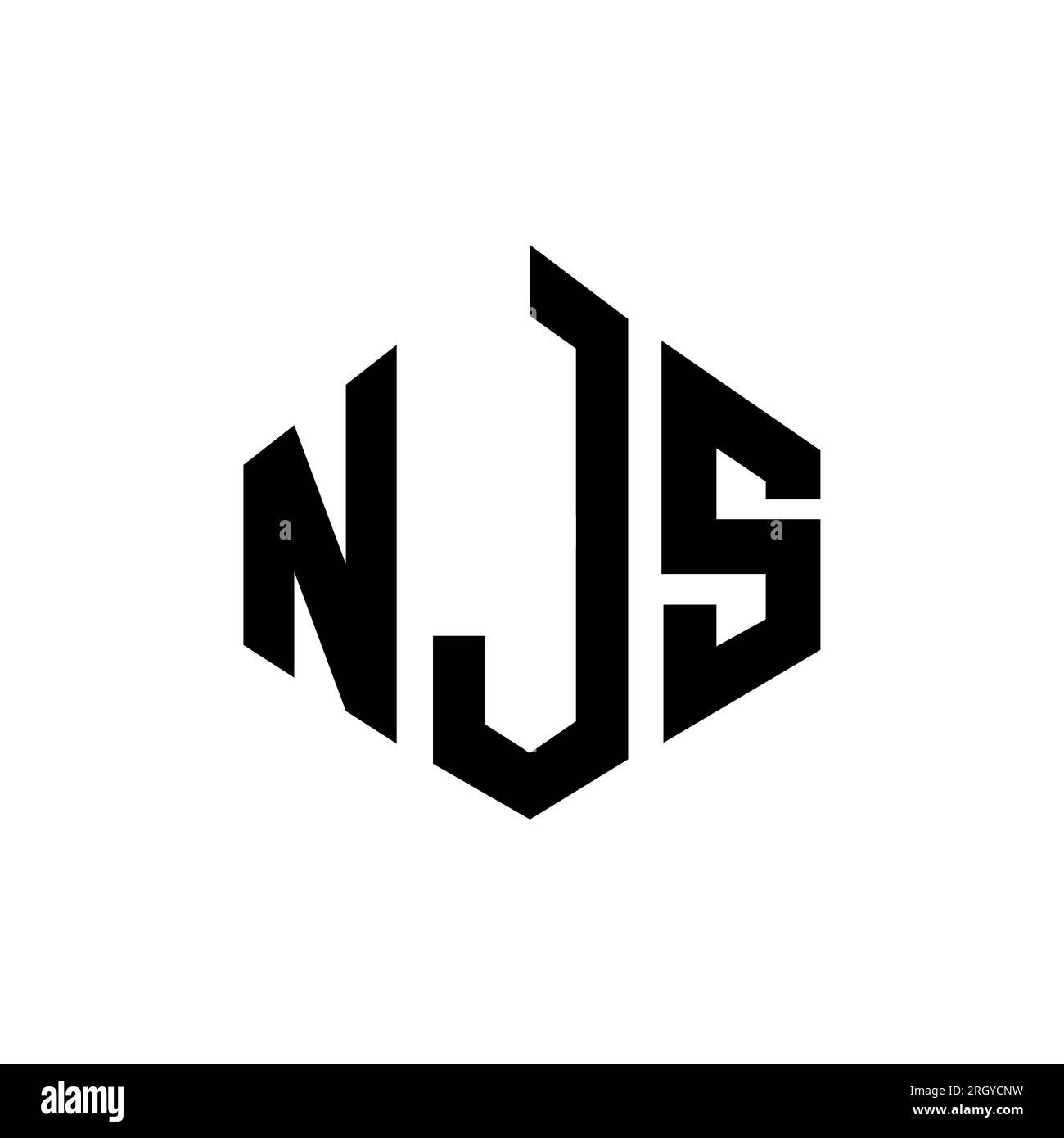 NJS letter logo design with polygon shape. NJS polygon and cube shape logo design. NJS hexagon vector logo template white and black colors. NJS monogr Stock Vector