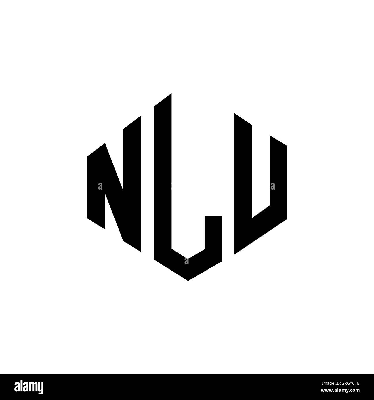 NLU letter logo design with polygon shape. NLU polygon and cube shape logo design. NLU hexagon vector logo template white and black colors. NLU monogr Stock Vector