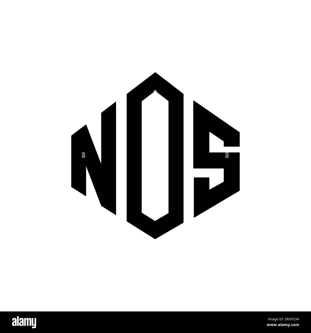 NOS letter logo design with polygon shape. NOS polygon and cube shape logo design. NOS hexagon vector logo template white and black colors. NOS monogr Stock Vector
