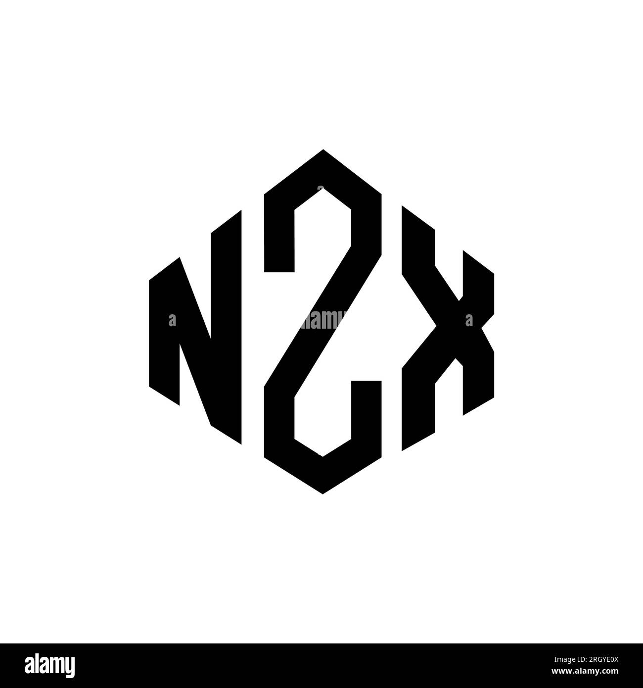 NZX letter logo design with polygon shape. NZX polygon and cube shape logo design. NZX hexagon vector logo template white and black colors. NZX monogr Stock Vector
