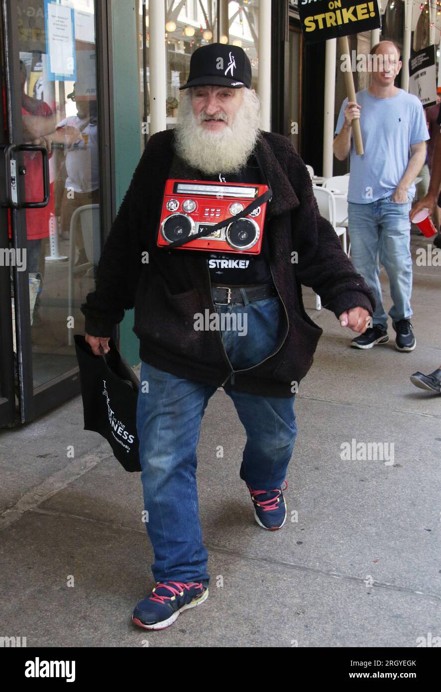 New York, NY, USA. 11th Aug, 2023. RadioMan seen on the SAG-AFTRA strike picket line in front of the Netflix and Warner Bros. Discovery Offices in New York City on August 11, 2023. Credit: Rw/Media Punch/Alamy Live News Stock Photo