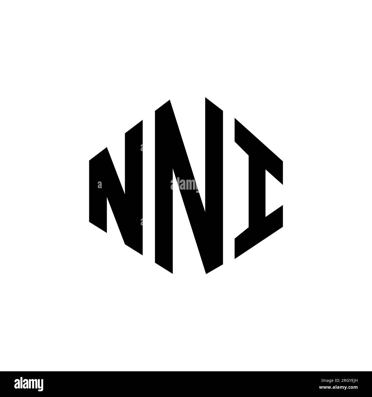 NNI letter logo design with polygon shape. NNI polygon and cube shape logo design. NNI hexagon vector logo template white and black colors. NNI monogr Stock Vector