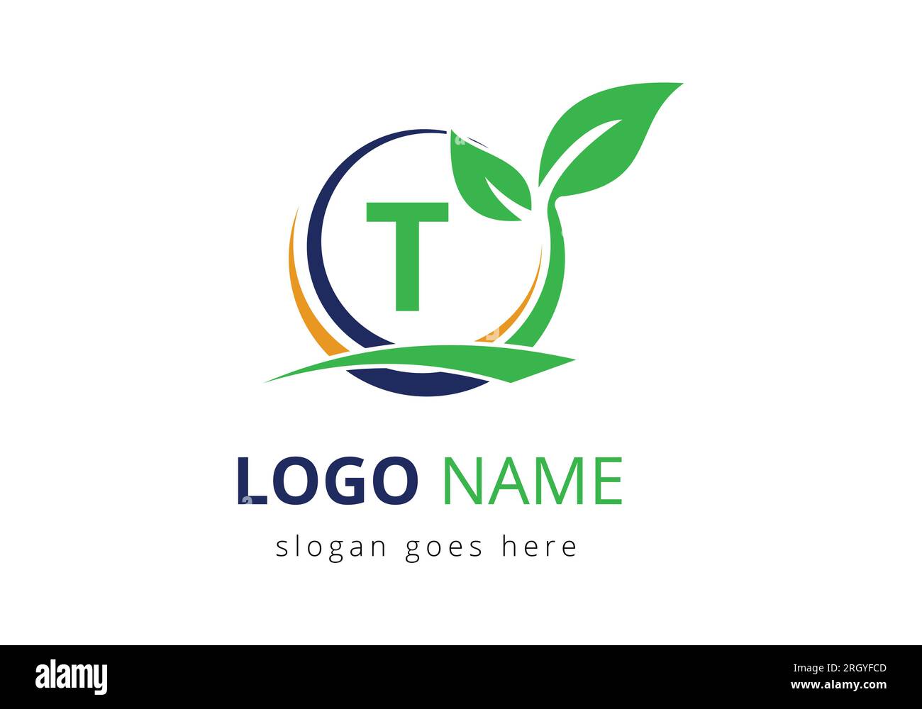 Agriculture Logo On T Letter Concept. Agriculture and farming logo design. Agribusiness, Eco-farm logo Design Vector template Stock Vector