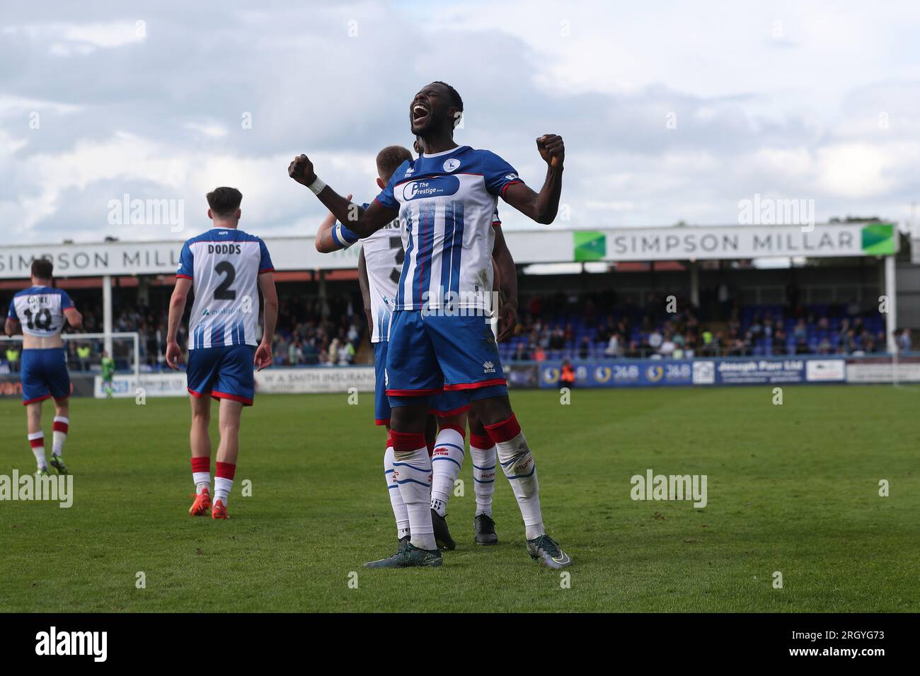 Hartlepool United's Mani Dieseruvwe during the Vanarama National League  match between Altrincham and Hartlepool United at Moss Lane, Altrincham on  Tuesday 19th September 2023. (Photo: Scott Llewellyn