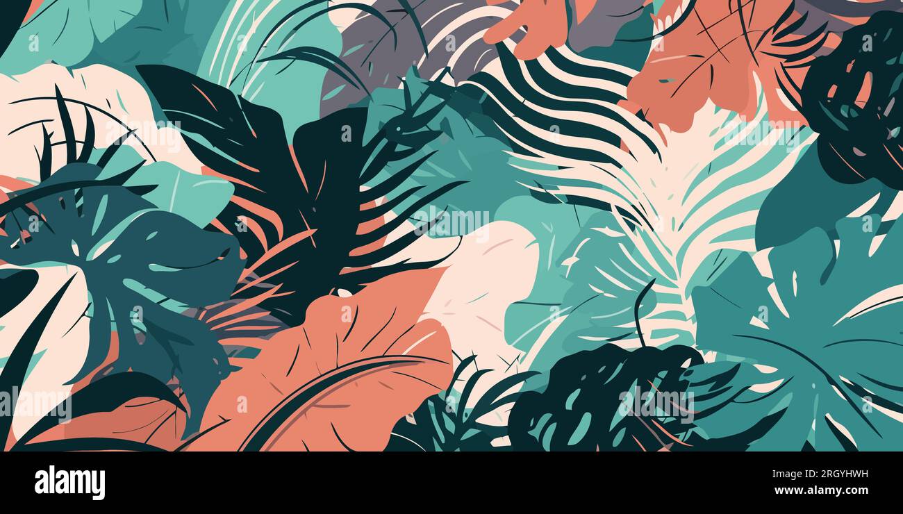 Creative background made of tropical leaves. Jungle plants. Tropical ...