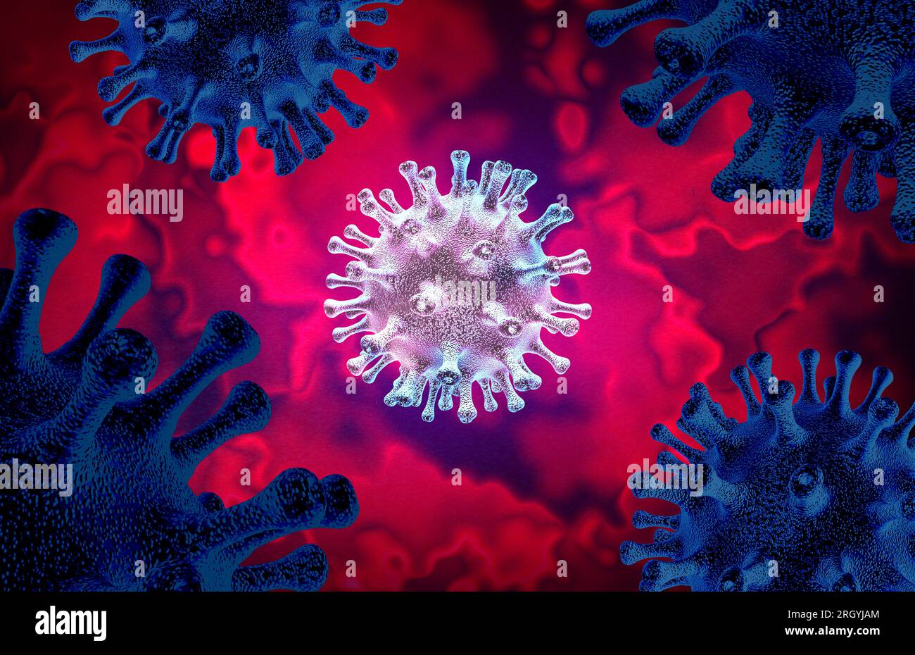 Covid-19 Subvariant and Coronavirus Variant outbreak as a mutating virus concept and new EG.5 viral disease pandemic or covid cell and influenza backg Stock Photo