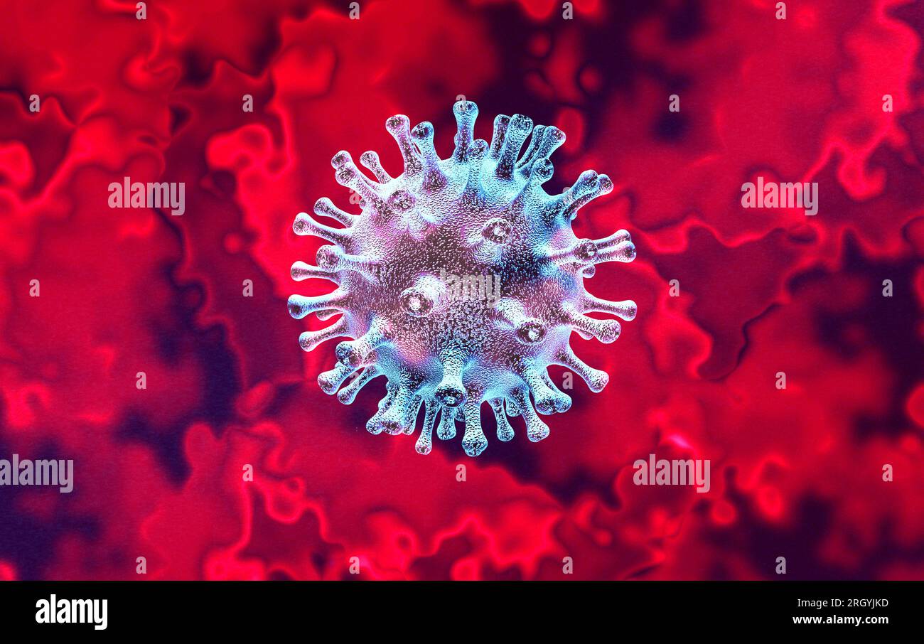Coronavirus Variant outbreak and Covid-19 subvariants as a mutating virus concept and new EG.5 viral disease pandemic or covid cell and influenza back Stock Photo