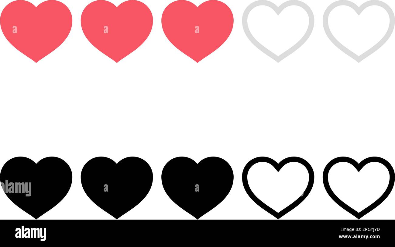 design for love rating, feedback rating with heart icon in vector Stock ...