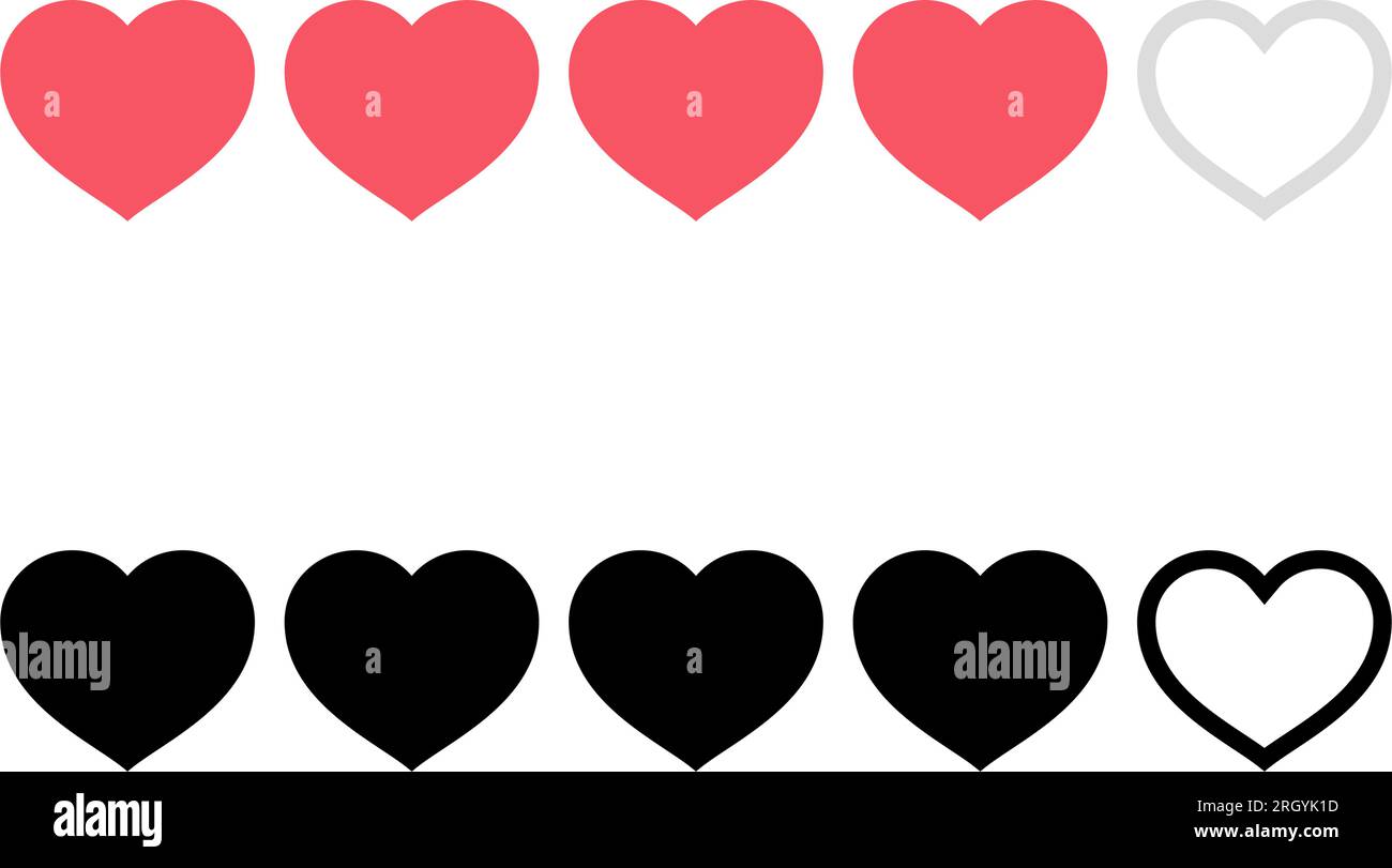 design for love rating, feedback rating with heart icon in vector Stock ...