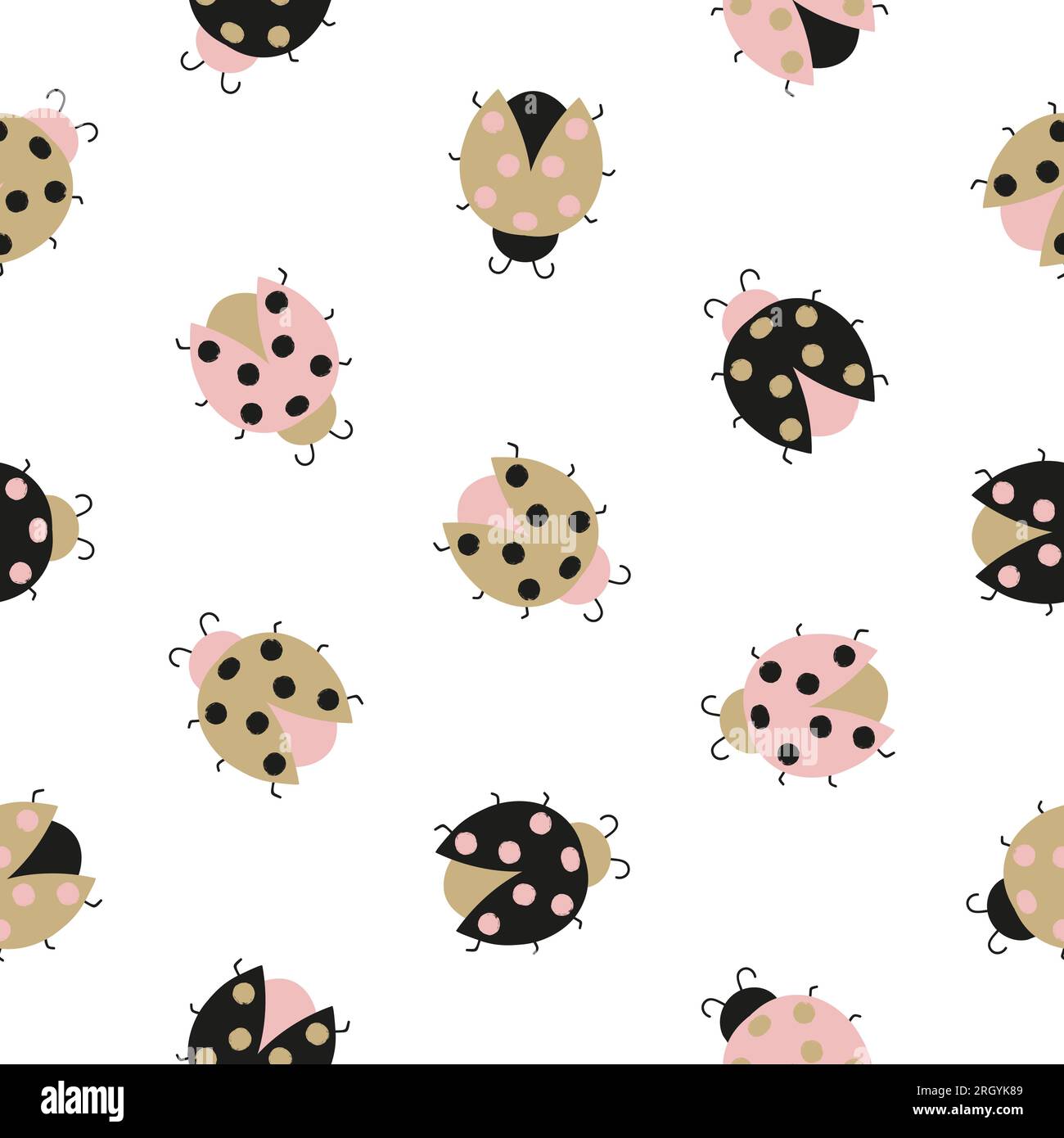 Seamless cute ladybug pattern. Vector baby print. Stock Vector