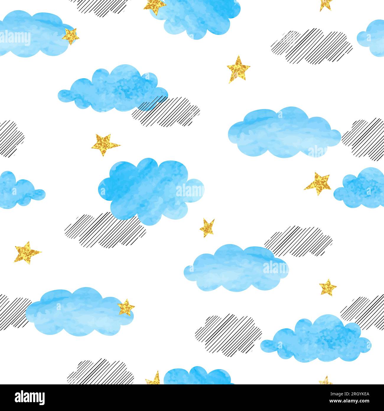 Blue watercolor clouds seamless pattern Stock Vector Images - Alamy