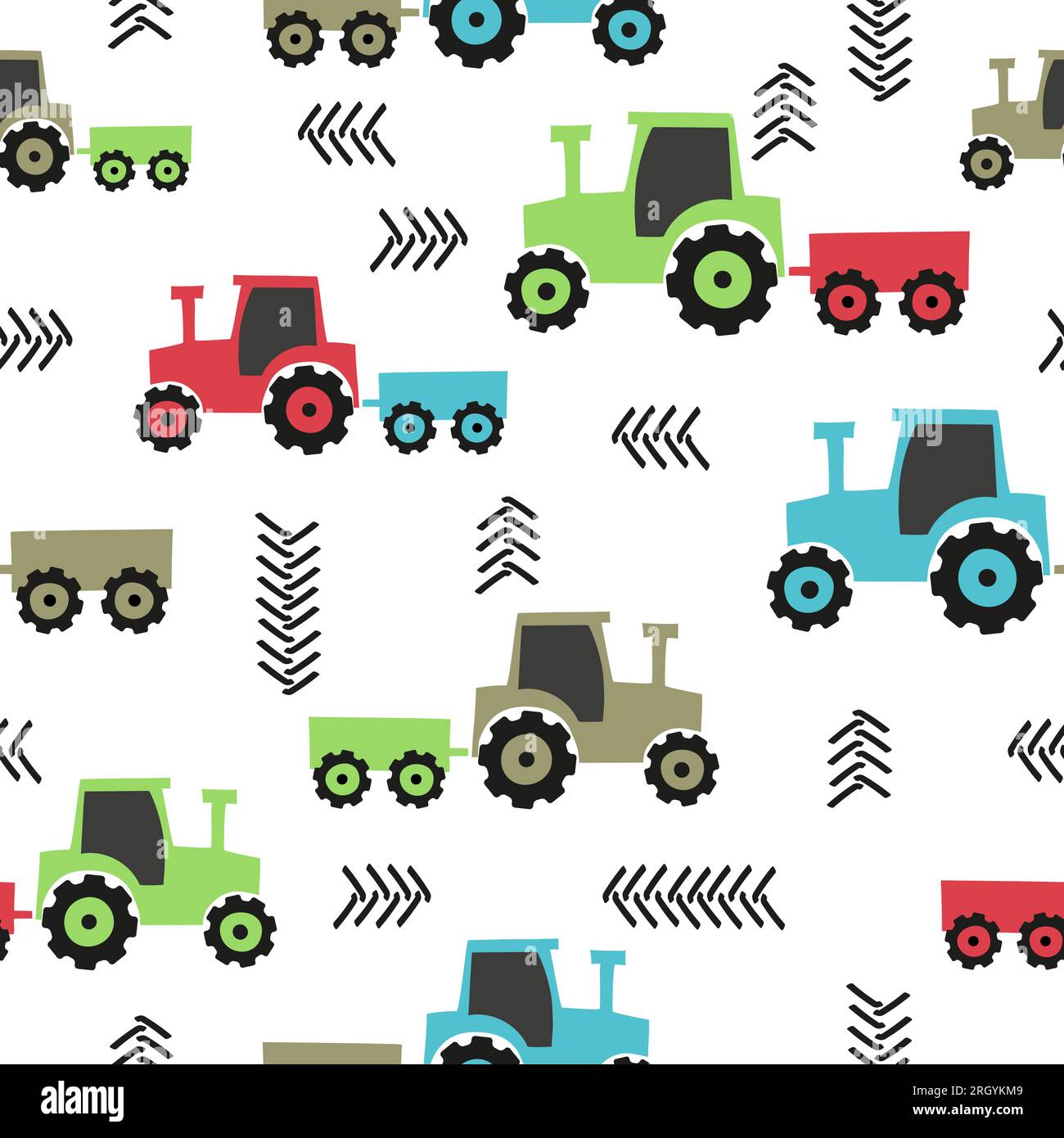 Seamless hand drawn tractor pattern for kids Stock Vector Image & Art ...
