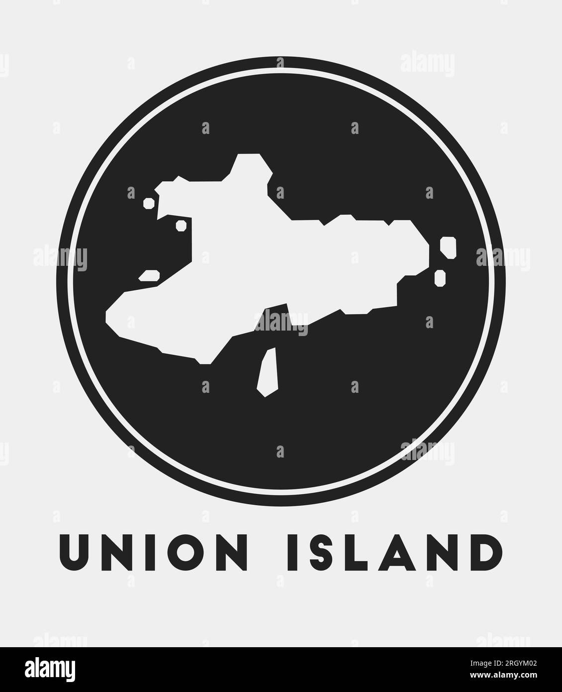 Union Island icon. Round logo with map and title. Stylish Union Island badge with map. Vector illustration. Stock Vector
