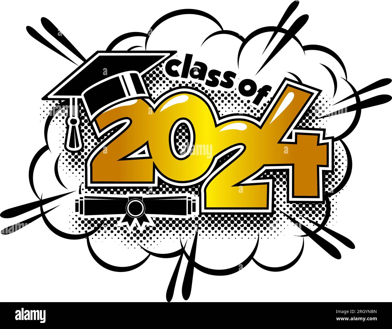 2024 class graduate header. Decorate congratulation for school