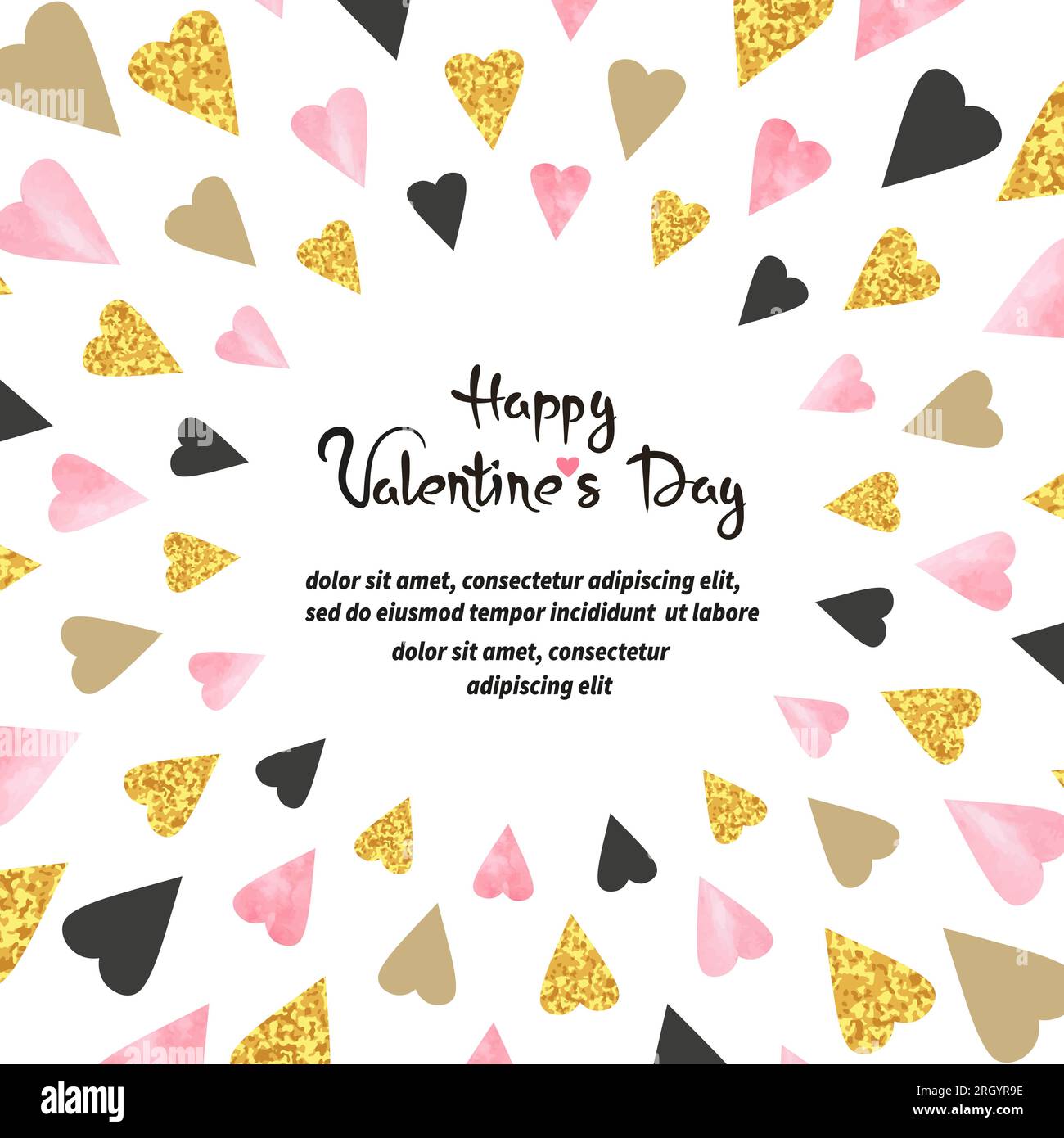 Valentines Day card design with hearts. Vector romantic illustration ...