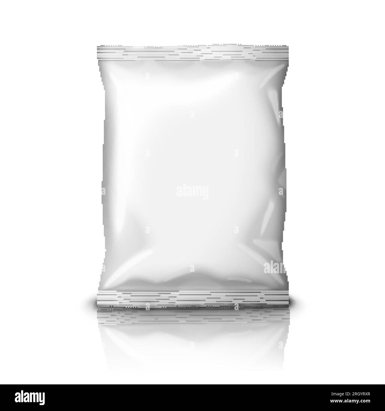 Blank white realistic foil snack pack isolated on white background with