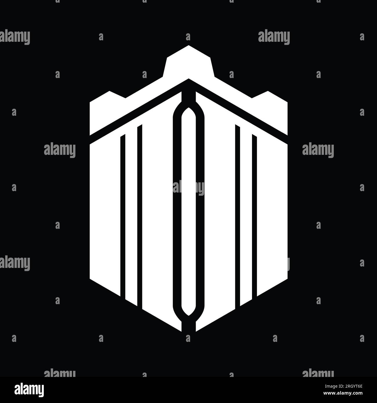 MM Letter Logo monogram hexagon shape with crown castle geometric style ...