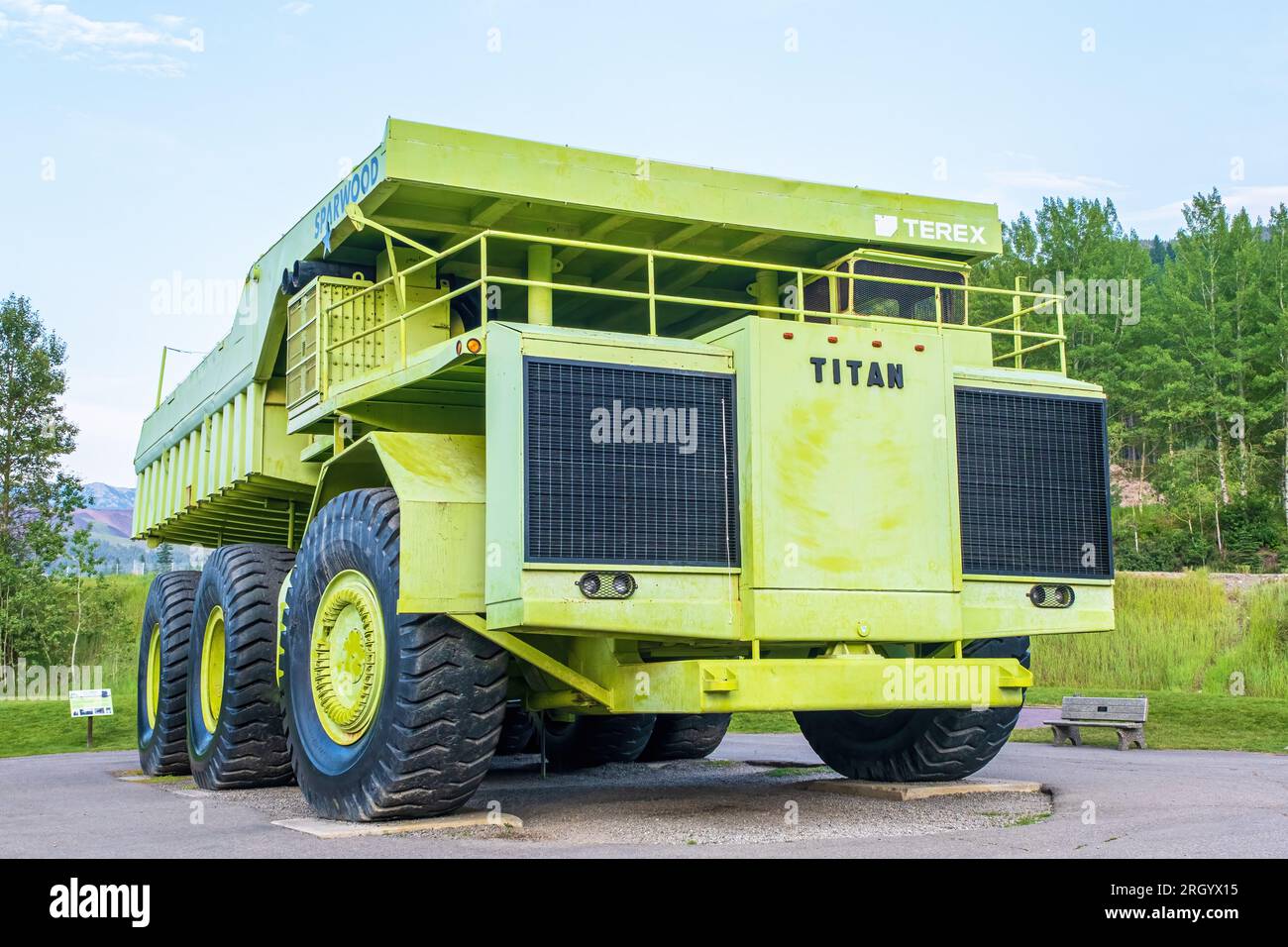 Built in 1973 at the General Motors Assembly Plant in London Ontario Canada, the Terex Tital was the largest highest capacity haul truck for 25 years. Stock Photo